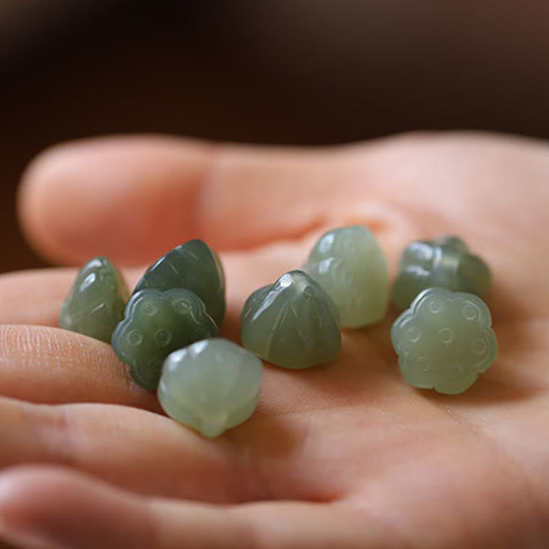 Nimara Ritual Natural Round Jade Peace Buckle Lotus Abundance String Necklace Pendant