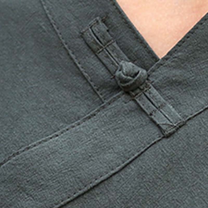Nimara Ritual 2Pcs Half Sleeve V-Neck Shirt Top Pants Meditation Zen Tai Chi Linen Clothing Women's Set
