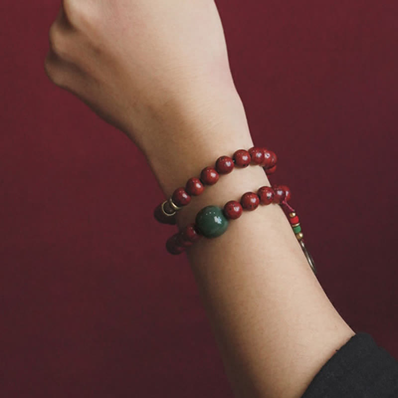 Nimara Ritual Bodhi Seed Cyan Jade Copper Peace Luck Bracelet