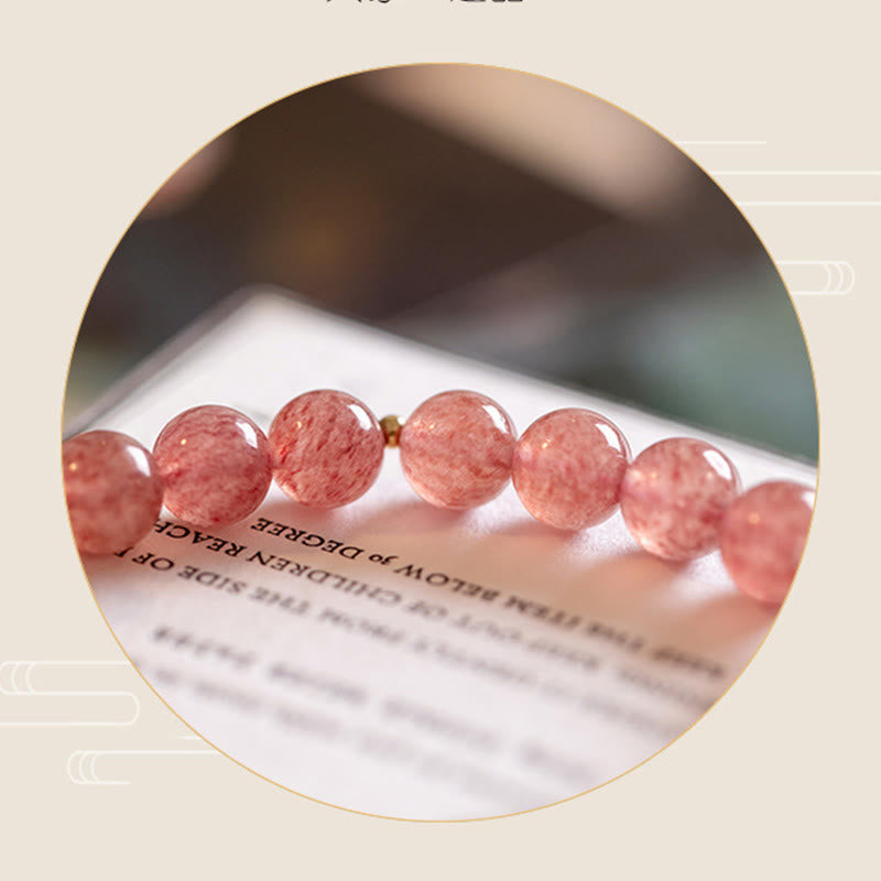 Nimara Ritual Natural Strawberry Quartz Moonstone PiXiu Love Healing Bracelet