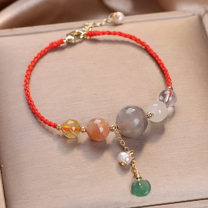 Nimara Ritual Moonstone Sunstone Beads Peace Buckle Charm Healing Bracelet