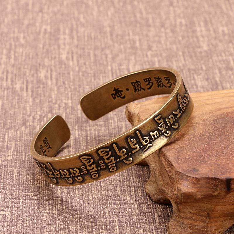 Nimara Ritual Tibetan MahApratisarA Mantra Sanskrit Copper Brass Healing Bracelet Bangle