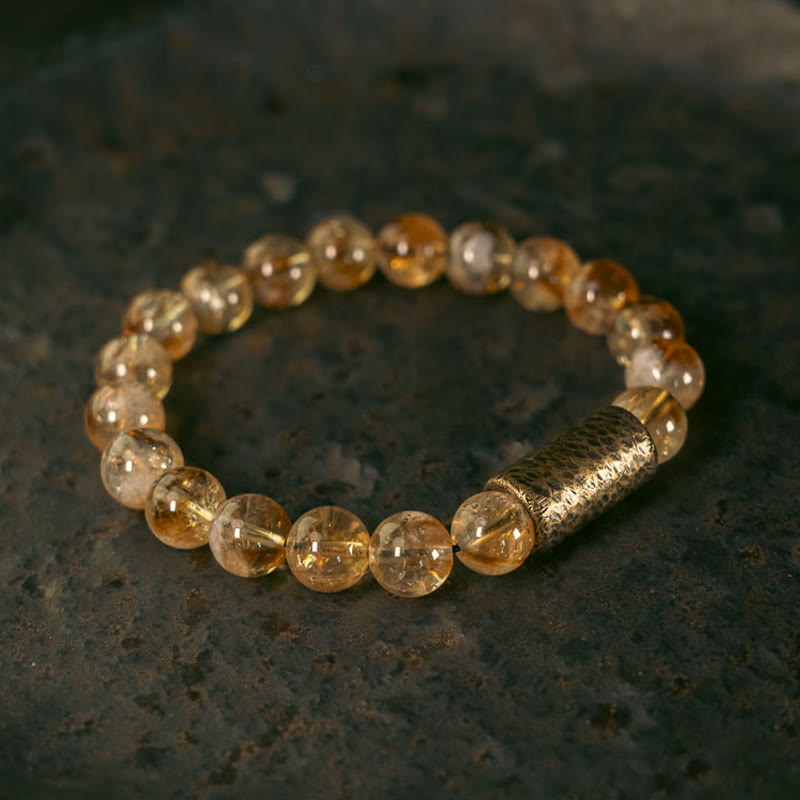 Nimara Ritual Natural Citrine Crystal Brass Bead Protection Bracelet