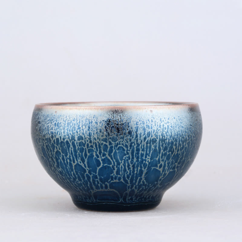 Nimara Ritual Handmade Jellyfish Dragon Scale Pattern Chinese Jianzhan Ceramic Teacup Tenmoku Kung Fu Tea Cup