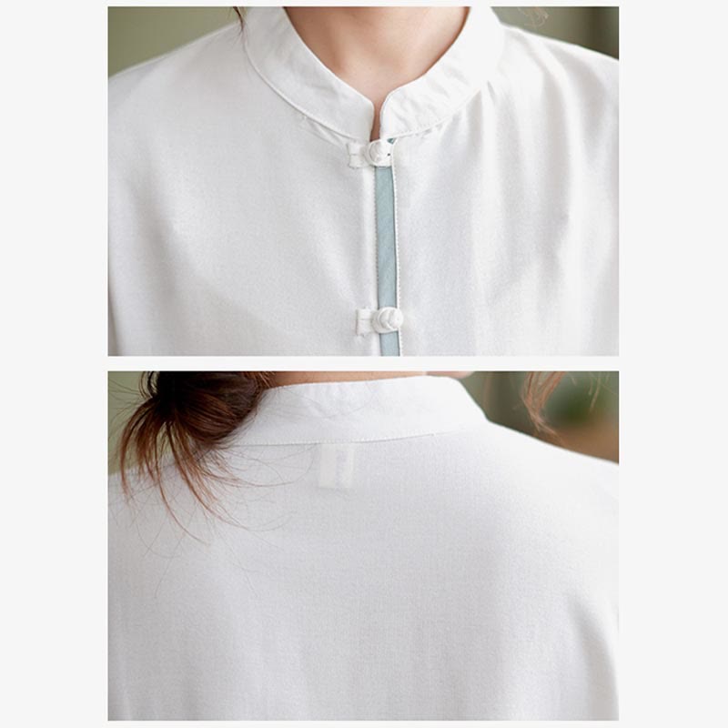 Nimara Ritual 2Pcs Tang Suit Long Sleeve Shirt Top Pants Meditation Zen Tai Chi Cotton Linen Clothing Women's Set