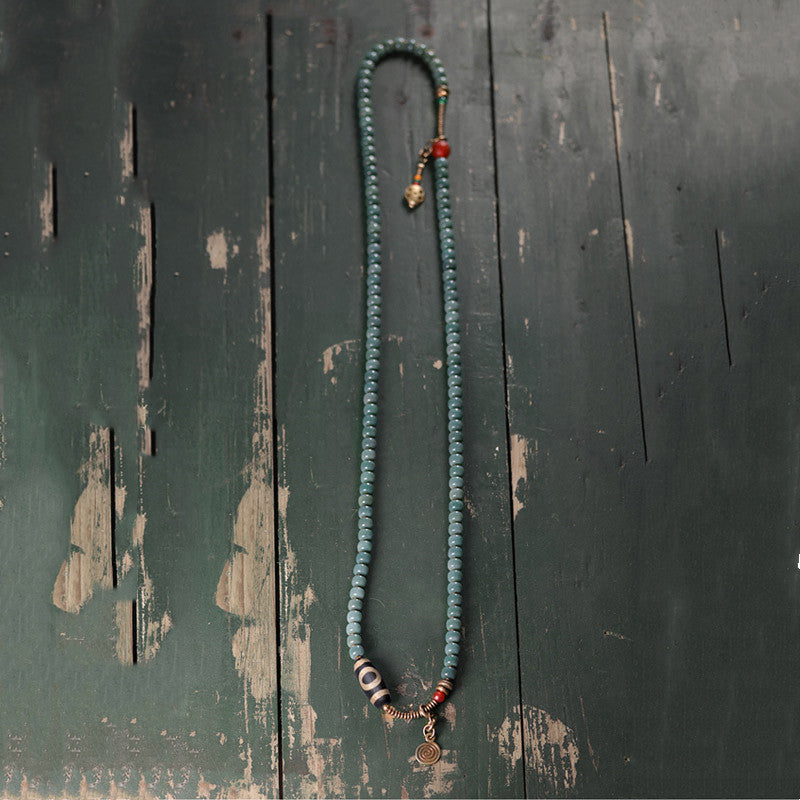 Nimara Ritual 108 Mala Beads Bodhi Seed Dzi Bead Wisdom Bracelet