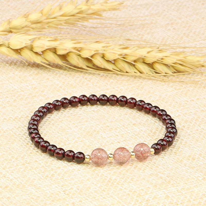 Nimara Ritual Natural Garnet Strawberry Quartz Calm Bracelet