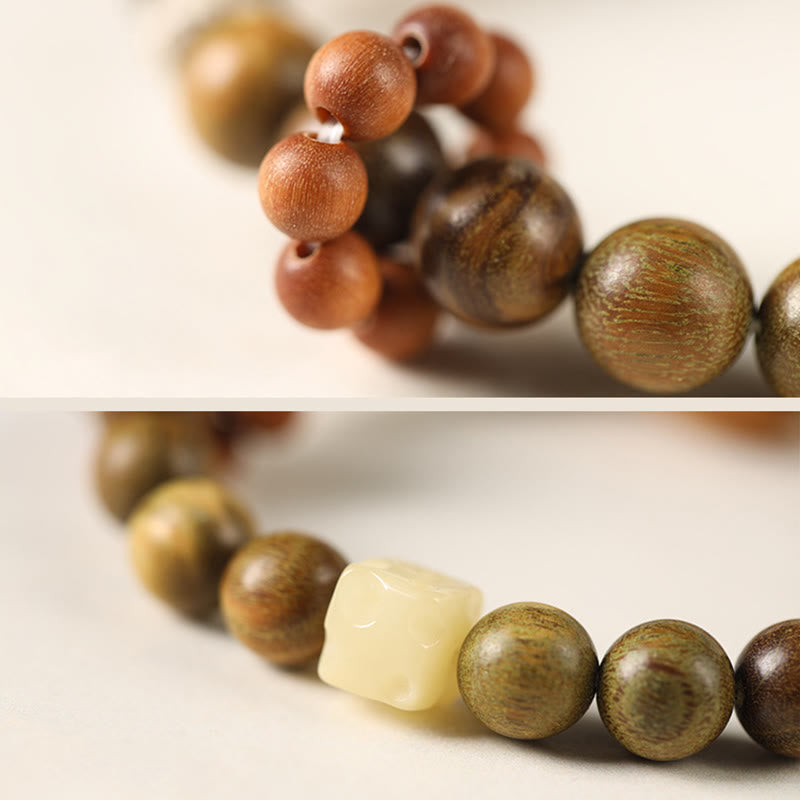 Nimara Ritual Green Sandalwood Ebony Wood Cat Peace Soothing Bracelet