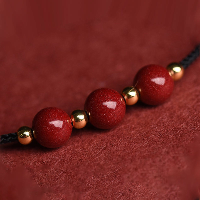 Nimara Ritual Natural Lucky Cinnabar Bead Blessing String Bracelet Anklet