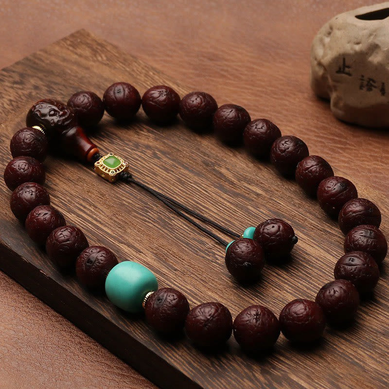 Nimara Ritual Tibetan Bodhi Seed Agate Bead Luck Wealth Tassel Charm Wrist Mala