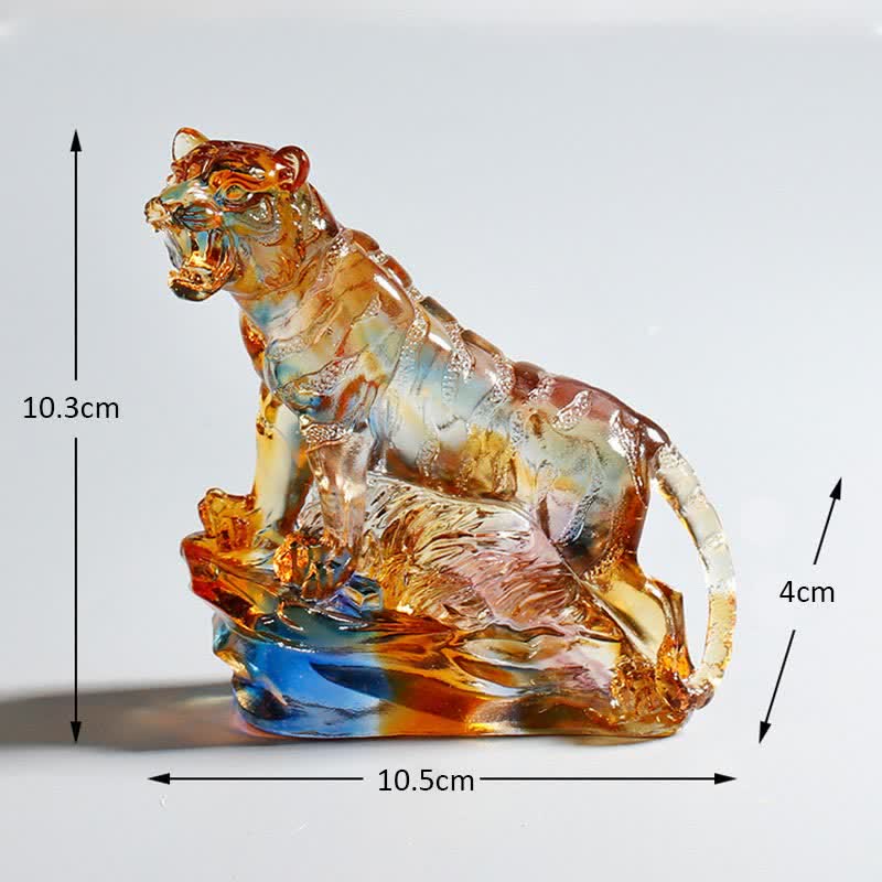 Nimara Ritual Handmade Liuli Crystal Tiger Art Piece Protection Home Decoration