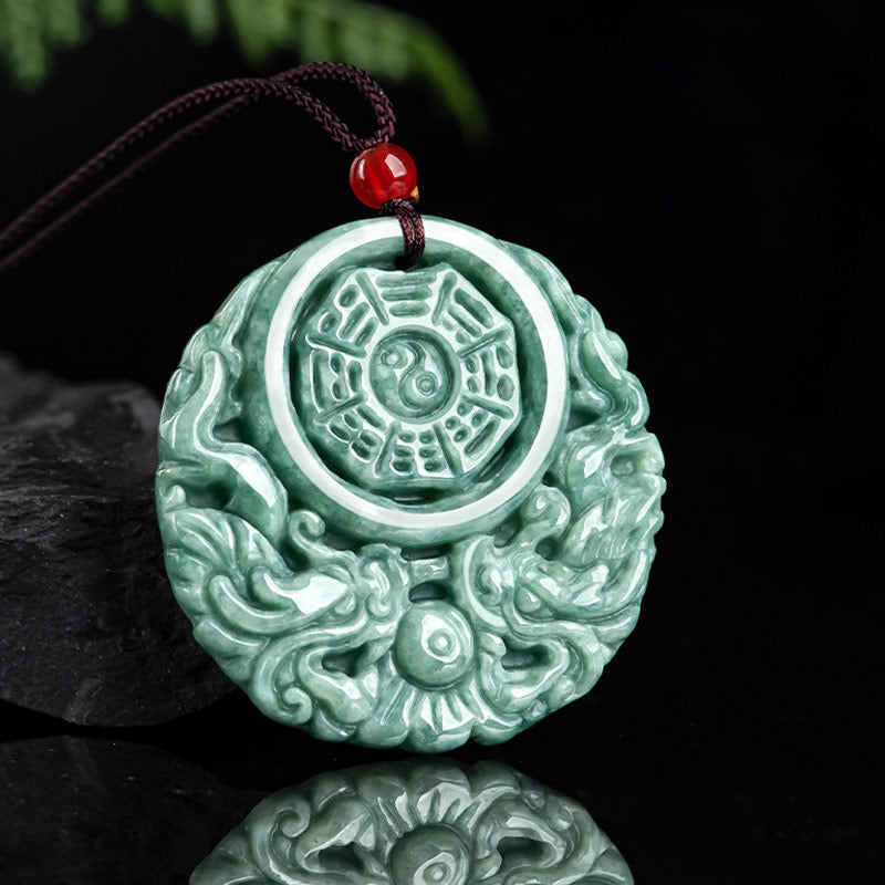 Nimara Ritual Dragon Jade Yin Yang Balance Necklace String Pendant