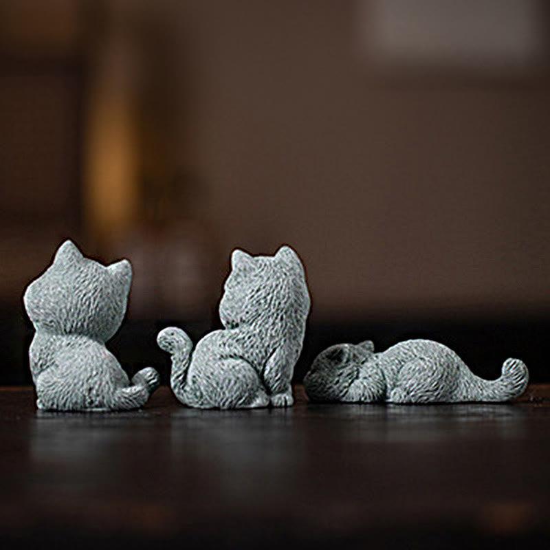 Nimara Ritual Small Cat Home Tea Pet Figurine Desk Decoration