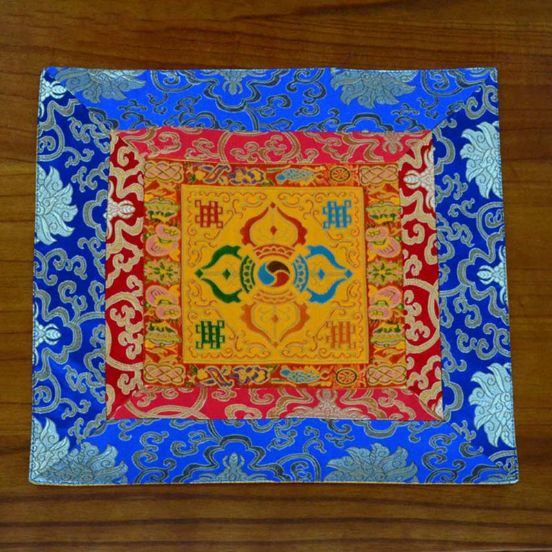 Nimara Ritual Prayer Altar Mat Meditation Strength Endless Knot Vajra Man-Bcu Kalachakra Auspicious Symbols