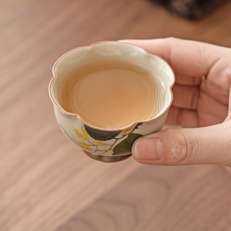 Nimara Ritual Hand Painted Small Osmanthus Rabbit Ceramic Teacup Kung Fu Tea Cup 40ml
