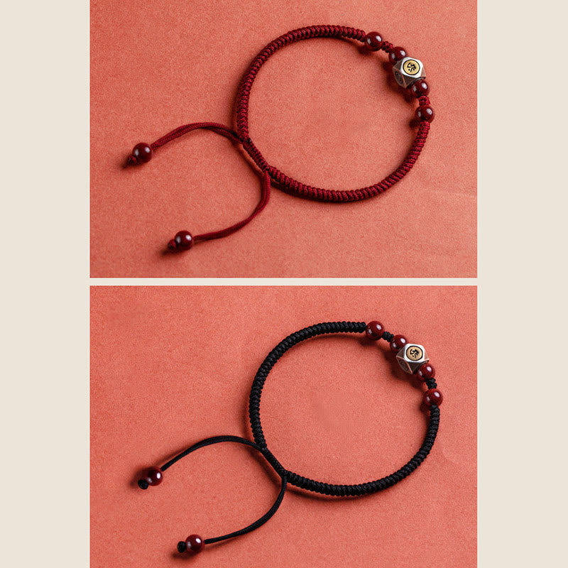 Nimara Ritual 925 Sterling Silver Chinese Zodiac Natal Buddha Cinnabar Calm Bracelet