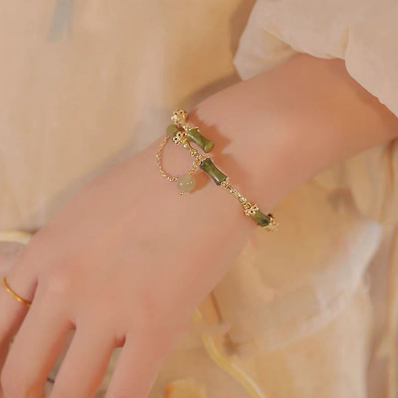 Nimara Ritual Bamboo Jade Pattern Luck Bracelet Bangle