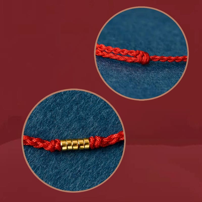 Nimara Ritual 925 Sterling Silver Lucky Golden Bead Braided String Bracelet Anklet