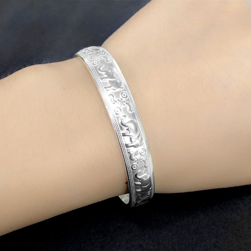 Nimara Ritual Elephant White Copper Strength Bracelet Bangle