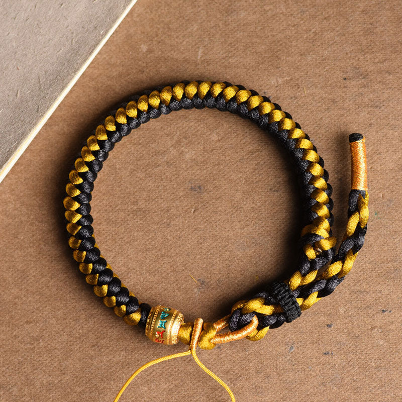 Nimara Ritual Handmade Tibetan Black Gold Dragon Scale Rope Om Mani Padme Hum Purity Bracelet