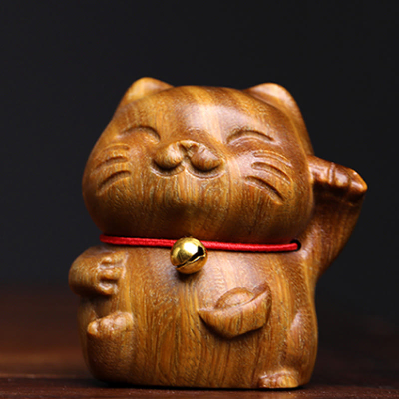 Nimara Ritual Green Sandalwood Small Mini Cute Lucky Cat Peace Decorations