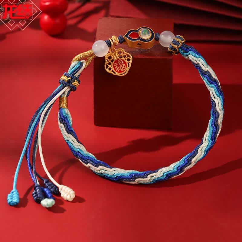 Nimara Ritual 925 Sterling Silver Handmade Gourd Blessing String Reincarnation Knot Bracelet