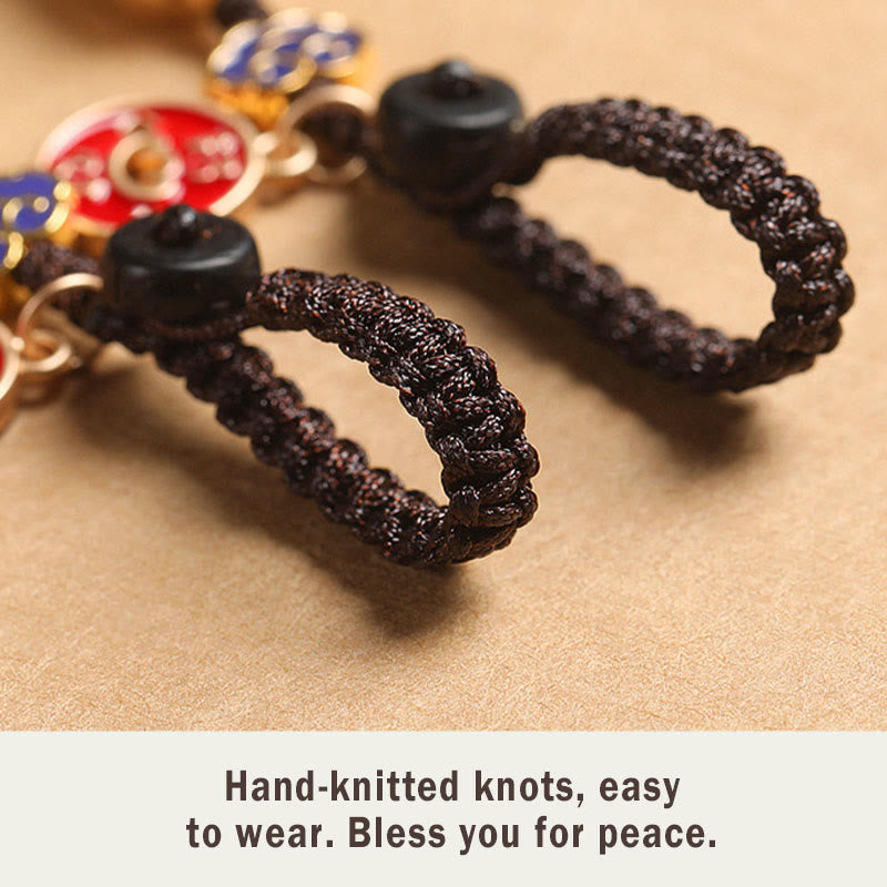 Nimara Ritual Ebony Wood Lucky Cat Auspicious Cloud Peace Key Chain Phone Hanging Decoration