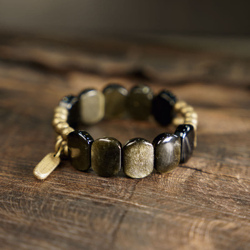 Nimara Ritual Black Obsidian Gold Sheen Obsidian Strengthen Bracelet