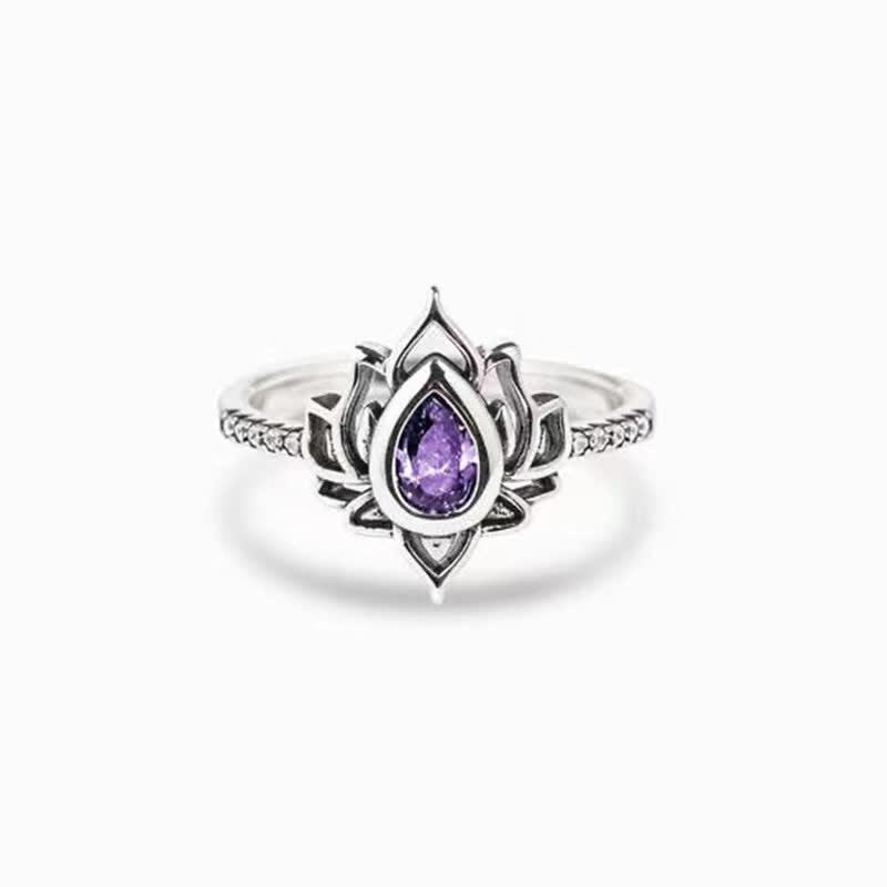 Nimara Ritual 925 Sterling Silver Lotus Zircon Blessing Protection Ring