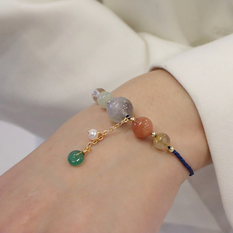 Nimara Ritual Moonstone Sunstone Beads Peace Buckle Charm Healing Bracelet