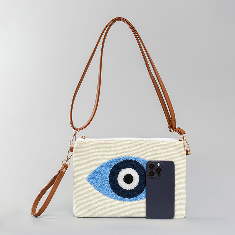 Nimara Ritual Evil Eye Leaf Hamsa Canvas Crossbody Bag Shoulder Bag Handbag
