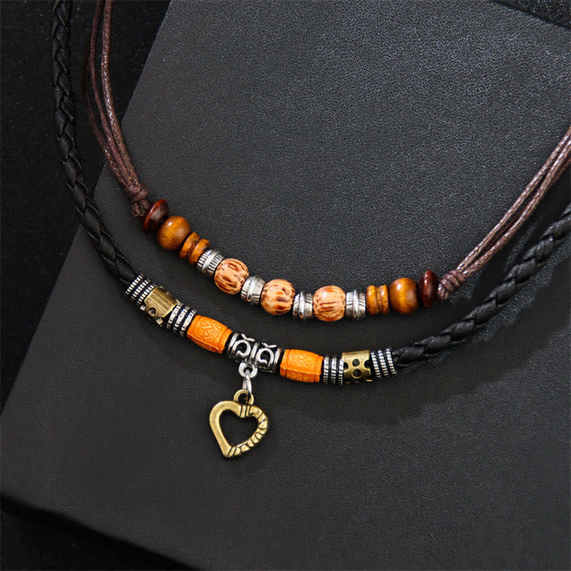Nimara Ritual Love Heart Pattern Bead Healing Necklace Pendant Bracelet