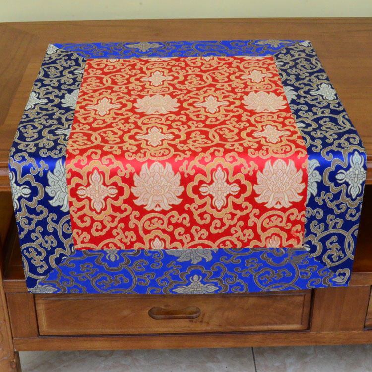 Nimara Ritual Brocade Prayer Altar Flower Vajra Dragon Pattern Auspicious Symbols Table Runner