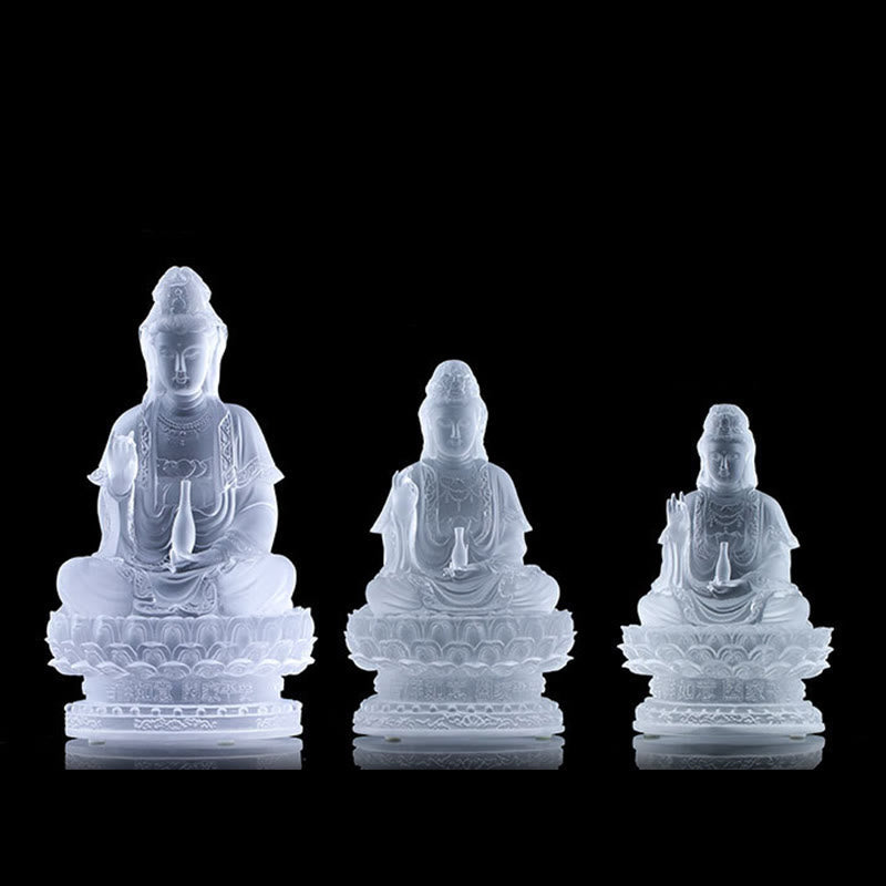 Nimara Ritual Kwan Yin Avalokitesvara Handmade Figurine Liuli Crystal Art Piece Wealth Statue Home Offering Decoration