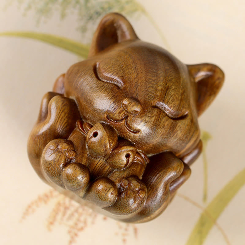 Nimara Ritual Mini Nine Tailed Fox Ivory Fruit Sandalwood Green Sandalwood Blessing Decoration