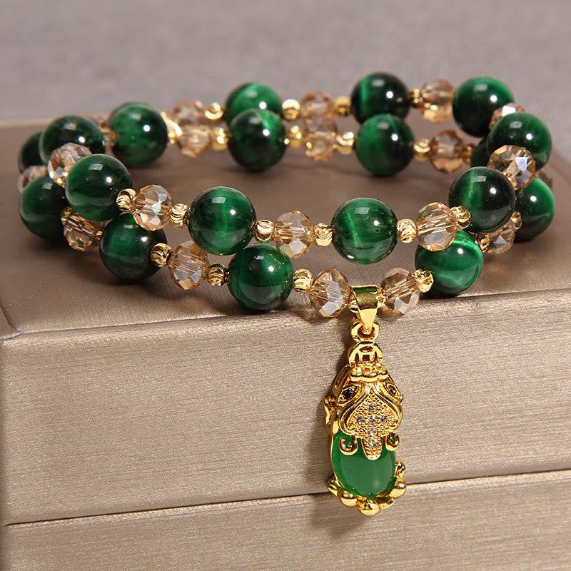 Nimara Ritual Tiger Eye Pixiu Fox Money Bag Protection Self Confidence Double Wrap Bracelet