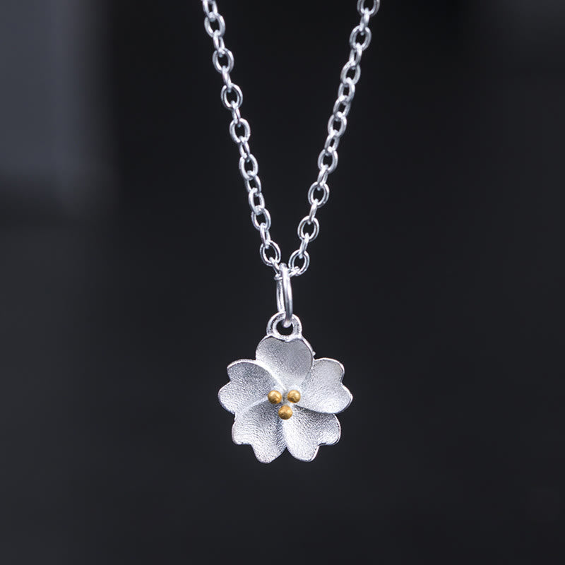 Nimara Ritual 925 Sterling Silver Cherry Blossom Flower Blessing Necklace Pendant
