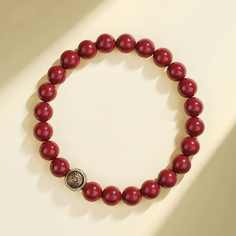 Nimara Ritual 925 Sterling Silver Natural Cinnabar Four Beasts Blessing Bracelet