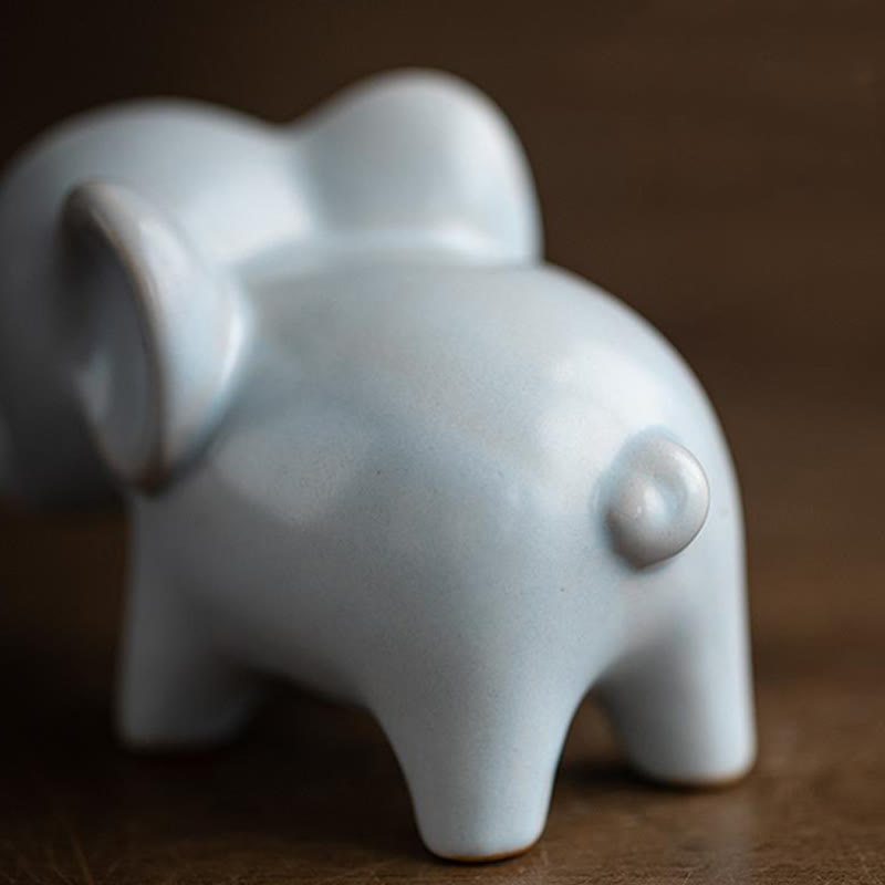 Nimara Ritual Small Ceramic Elephant Home Tea Pet Figurine Desk Decoration
