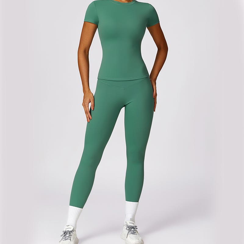 Nimara Ritual Women Short Sleeve T-Shirt Top High Waist Leggings Pants For Sports Yoga