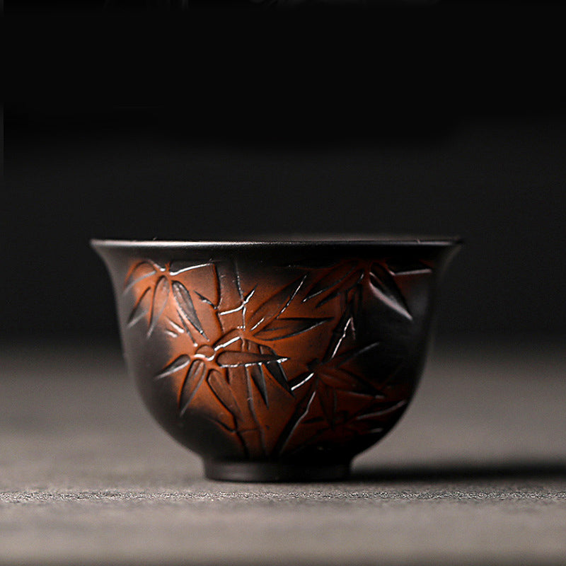 Nimara Ritual Lotus Leaf Flower Landscape Dragon Bamboo Ceramic Teacup Kung Fu Tea Cup Bowl