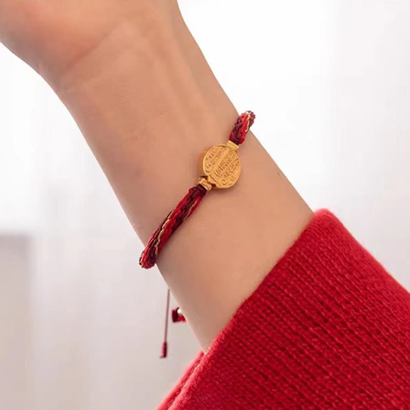 Nimara Ritual Five Directions Gods of Wealth Handmade Reincarnation Knot Protection String Braid Bracelet