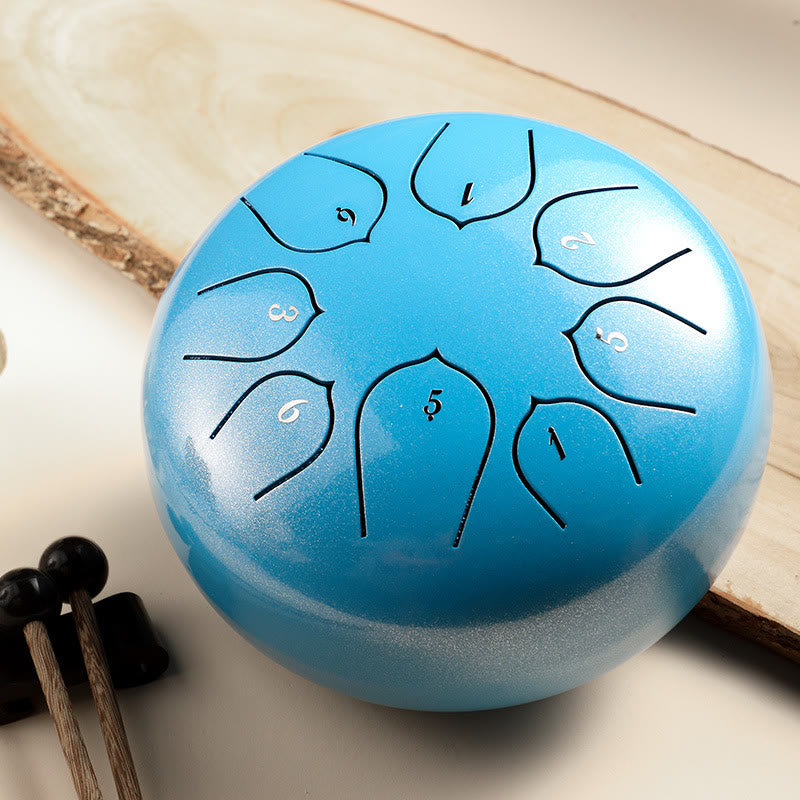 Nimara Ritual Steel Tongue Drum Sound Healing Meditation Lotus Pattern Drum Kit 8 Note 6 Inch Percussion Instrument