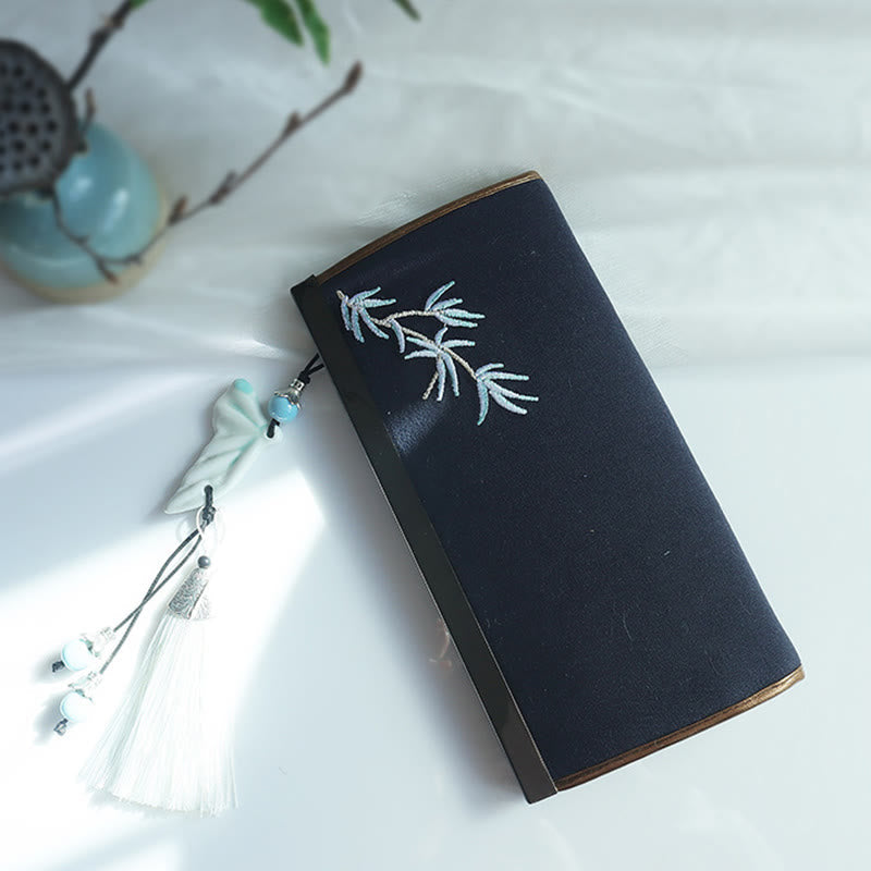 Nimara Ritual Flower Plum Peach Blossom Bamboo Double-sided Embroidery Large Capacity Cash Holder Wallet Shopping Purse