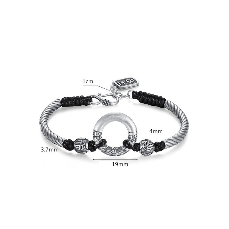 Nimara Ritual 999 Sterling Silver Fu Character Peace Buckle Copper Coin Auspicious Clouds Fortune Bracelet