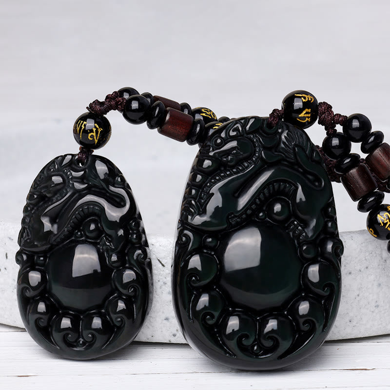 Nimara Ritual Tibetan Positive Rainbow Obsidian PiXiu Necklace
