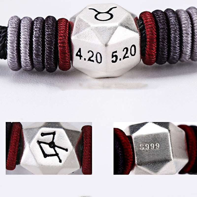 Nimara Ritual 999 Sterling Silver 12 Constellations of the Zodiac Blessing Handmade String Bracelet