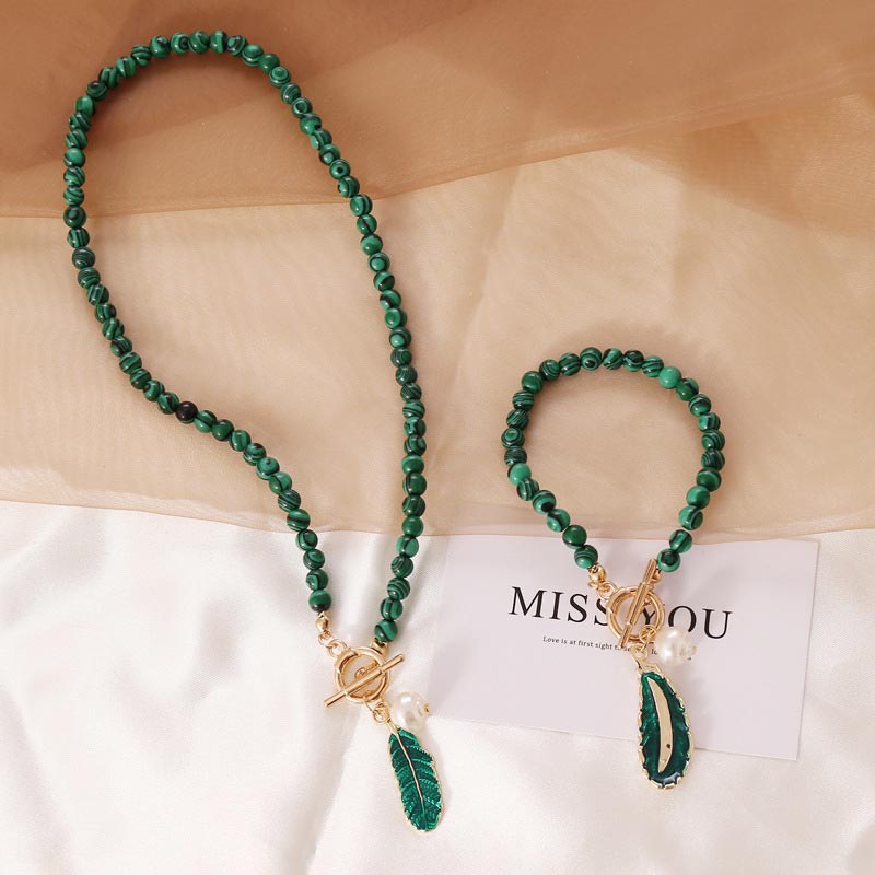 Nimara Ritual Natural Malachite Calm Necklace & Bracelet