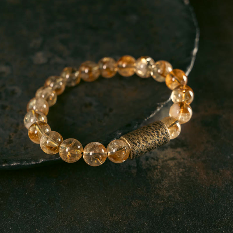 Nimara Ritual Natural Citrine Crystal Brass Bead Protection Bracelet