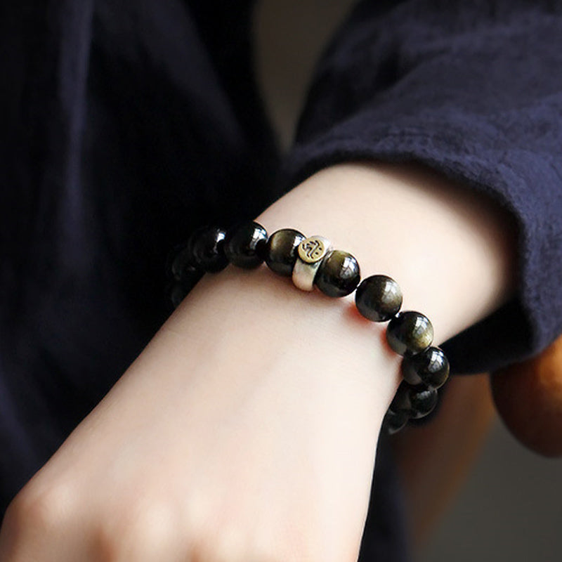 Nimara Ritual Chinese Zodiac Natal Buddha Obsidian Purification Bracelet
